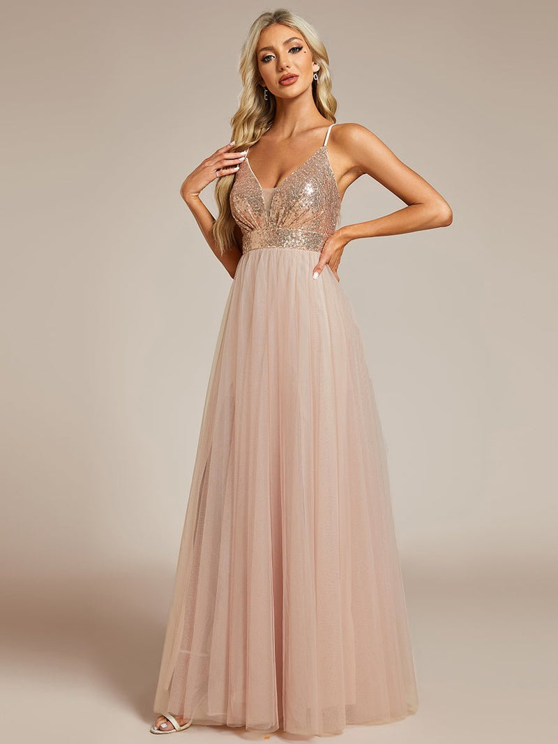 Cassandra rose gold tulle/sequin ball dress - Bay Bridal and Ball Gowns