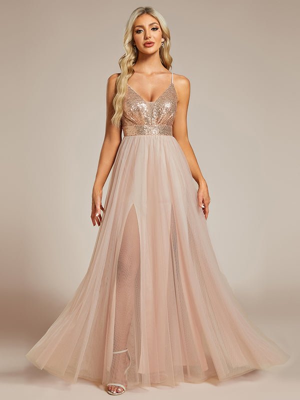 Cassandra rose gold tulle/sequin ball dress Express NZ wide - Bay Bridal and Ball Gowns