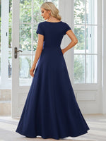 Cassidy cap sleeve V - neck A - line bridesmaid dress - Bay Bridal and Ball Gowns