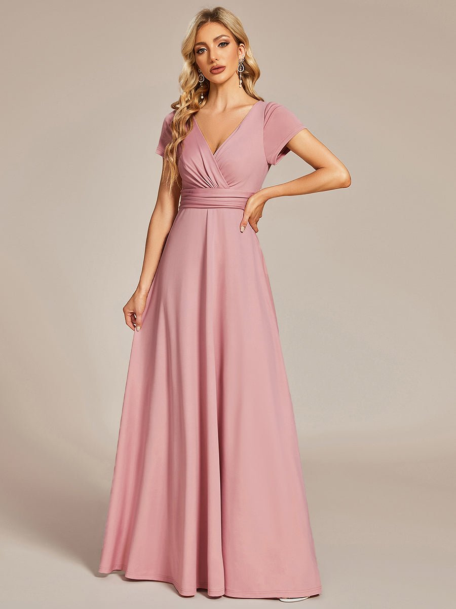 Cassidy cap sleeve V - neck A - line bridesmaid dress - Bay Bridal and Ball Gowns