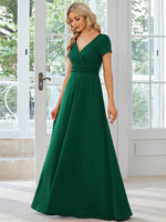 Cassidy cap sleeve V - neck A - line bridesmaid dress - Bay Bridal and Ball Gowns