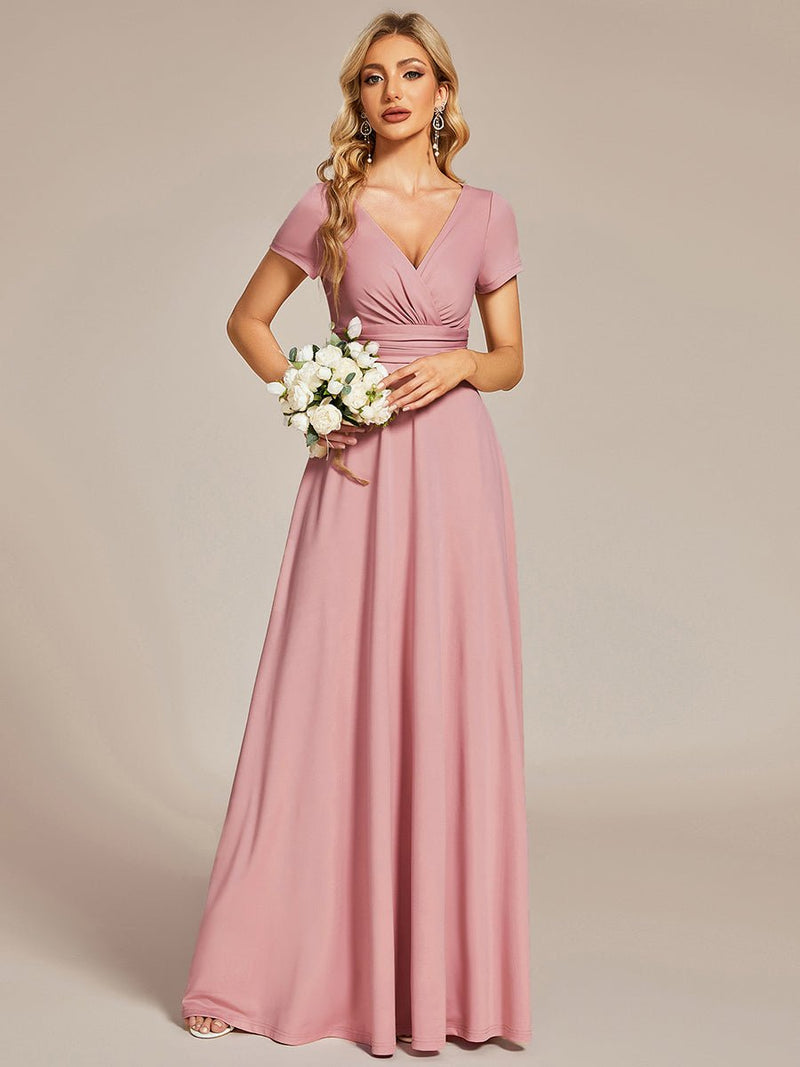 Cassidy cap sleeve V - neck A - line bridesmaid dress - Bay Bridal and Ball Gowns