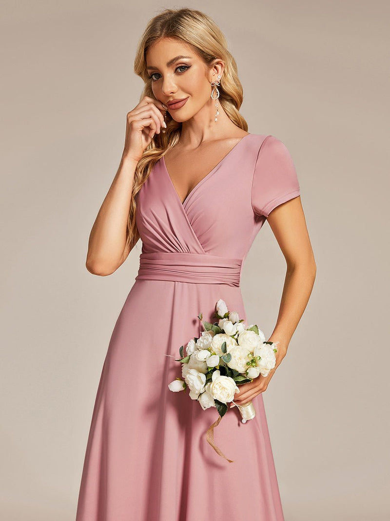 Cassidy cap sleeve V - neck A - line bridesmaid dress - Bay Bridal and Ball Gowns