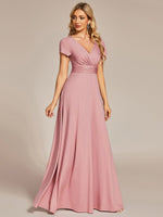 Cassidy cap sleeve V - neck A - line bridesmaid dress - Bay Bridal and Ball Gowns