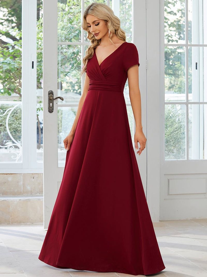 Cassidy cap sleeve V - neck A - line bridesmaid dress - Bay Bridal and Ball Gowns