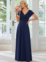 Cassidy cap sleeve V - neck A - line bridesmaid dress - Bay Bridal and Ball Gowns