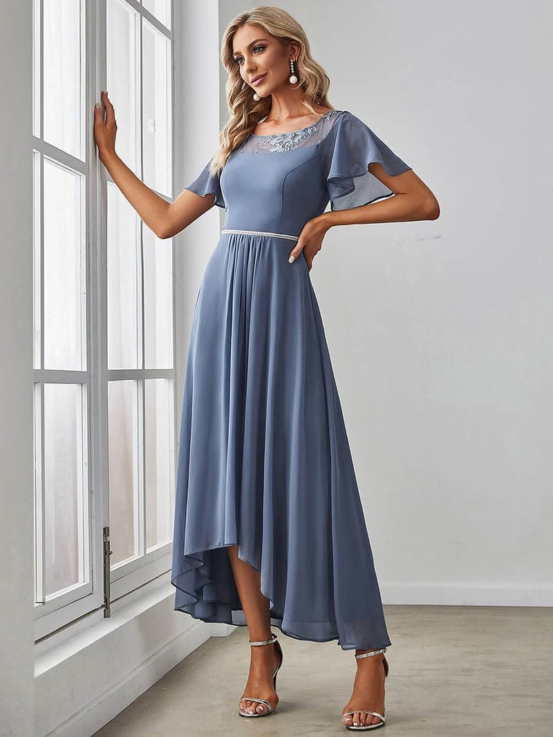 Connie dusky navy tea length high low mother of the bride dress s16 Express NZ wide - Bay Bridal and Ball Gowns