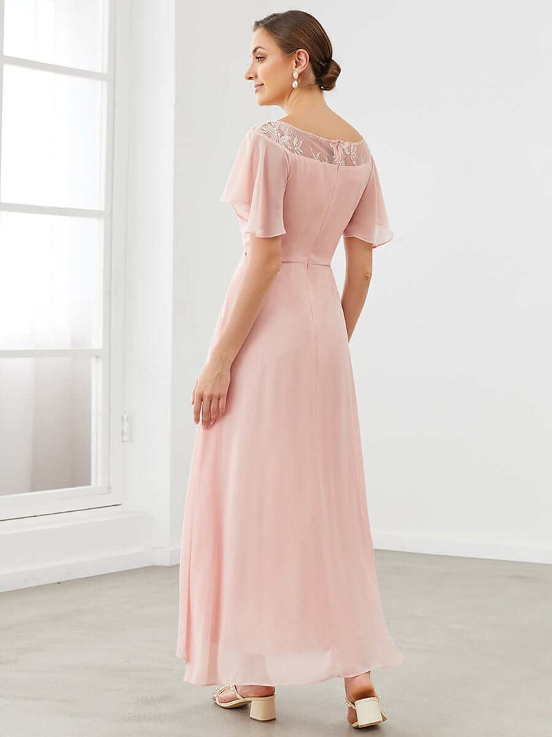 Connie tea length mother of the bride dress in light pink s6 Express NZ wide - Bay Bridal and Ball Gowns