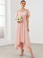 Connie tea length mother of the bride dress in light pink s6 Express NZ wide - Bay Bridal and Ball Gowns