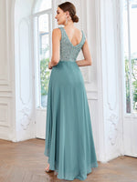 Coralee high low chiffon and sequin evening ball dress s14 Express NZ wide - Bay Bridal and Ball Gowns