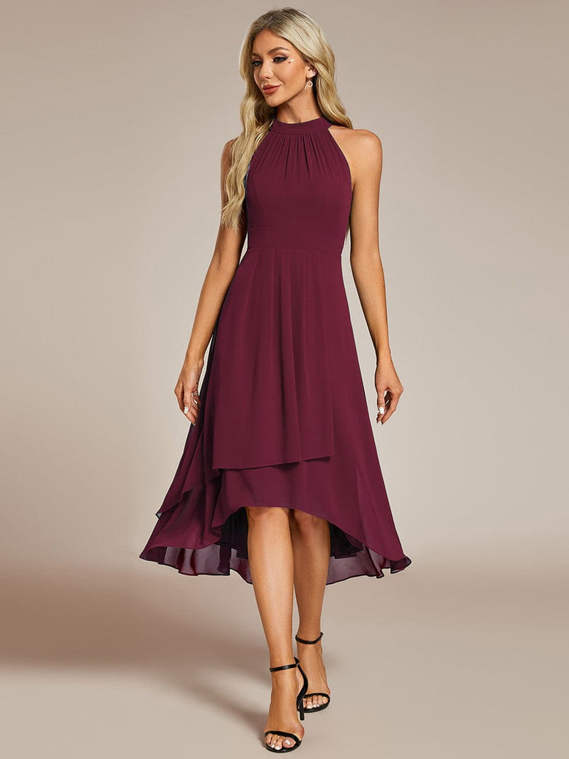 Corrie burgundy halter mother of the bride/groom dress Express NZ wide - Bay Bridal and Ball Gowns