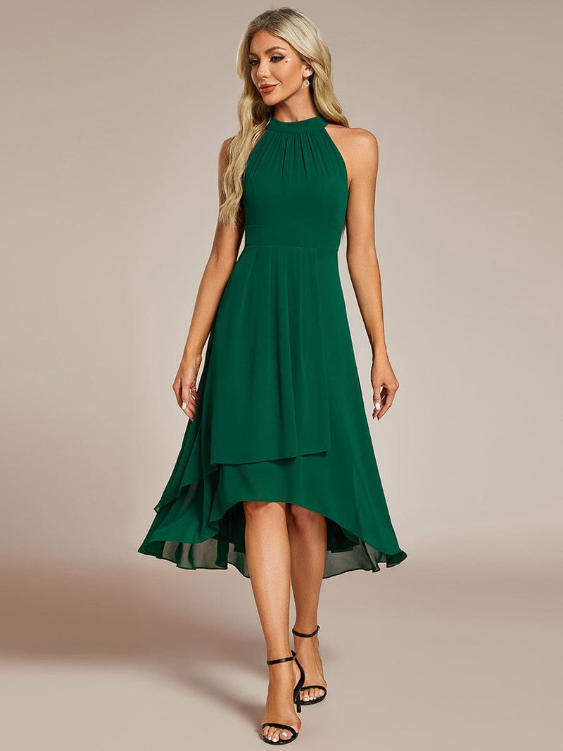 Corrie Emerald Green Halter Dress in Chiffon s14 Express NZ wide - Bay Bridal and Ball Gowns