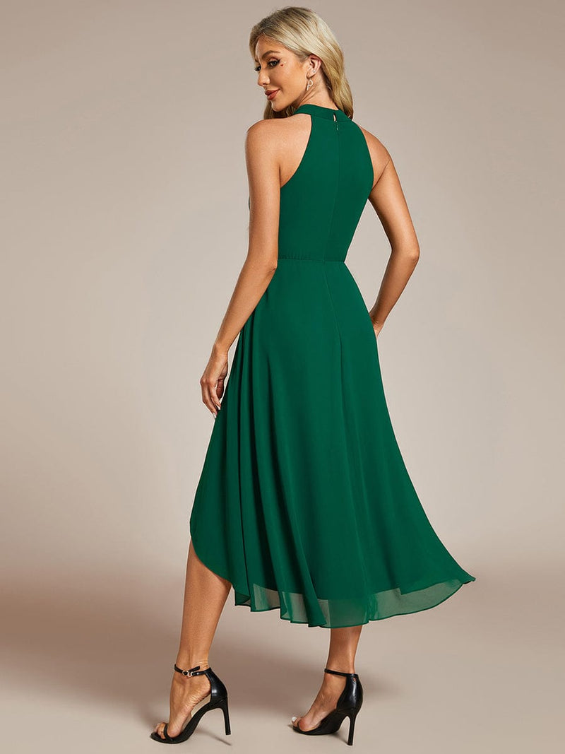 Corrie Emerald Green Halter Dress in Chiffon s14 Express NZ wide - Bay Bridal and Ball Gowns