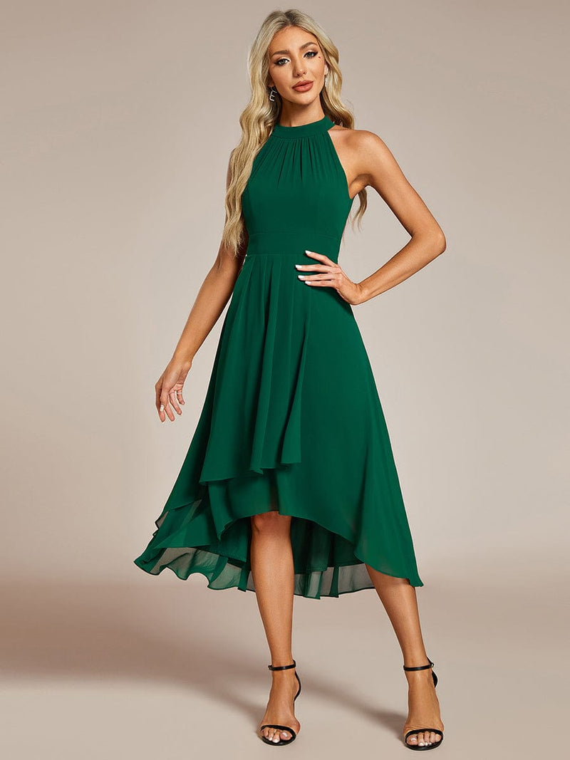 Corrie Emerald Green Halter Dress in Chiffon s14 Express NZ wide - Bay Bridal and Ball Gowns