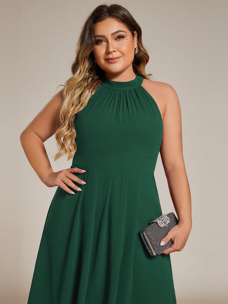 Corrie Emerald Green Halter Dress in Chiffon s14 Express NZ wide - Bay Bridal and Ball Gowns