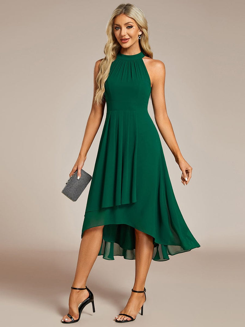 Corrie Emerald Green Halter Dress in Chiffon s14 Express NZ wide - Bay Bridal and Ball Gowns