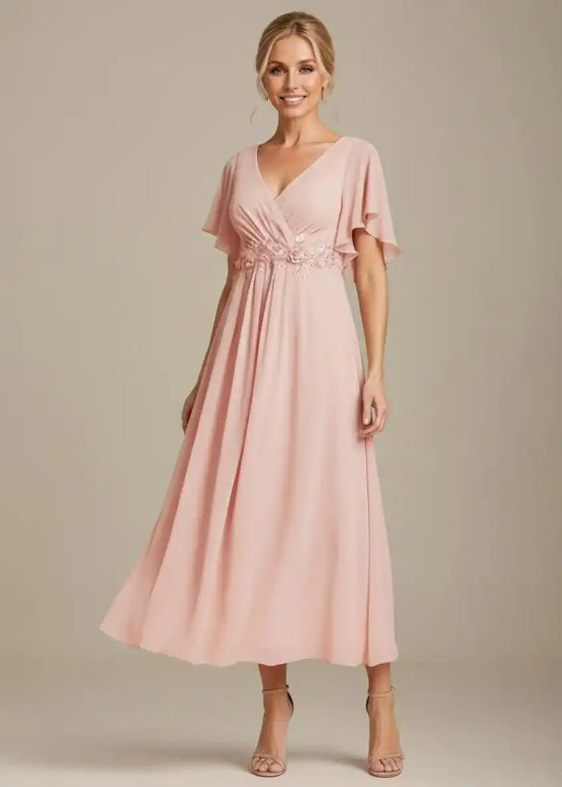Mother of the Bride or Groom Pink Midi Length Dress
