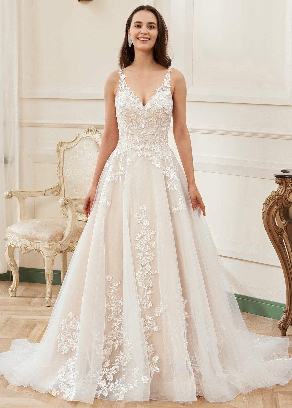 Crystal Plus Size Ivory V - Neck Wedding Dress Size 26 COMING SOON - Bay Bridal and Ball Gowns