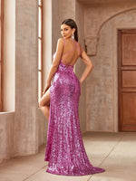 Desi bright pink sequinned strappy back ball dress s6 - 8 Express NZ wide - Bay Bridal and Ball Gowns