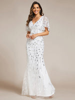 Devin silver and ivory wedding dress with sleeve - Bay Bridal and Ball Gowns
