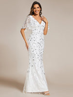 Devin silver and ivory wedding dress with sleeve - Bay Bridal and Ball Gowns