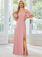 Diamond drop sleeve ball dress with split - Bay Bridal and Ball Gowns