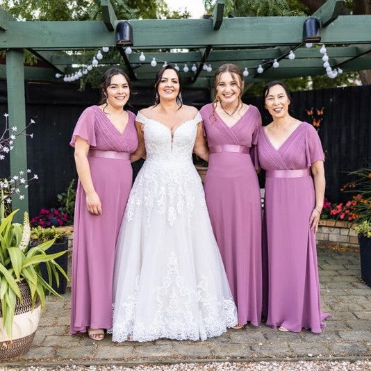 Lilac Purple Long Bridesmaid Dress with Sleeve Lilac Purple Long Bridesmaid Dress with Sleeve