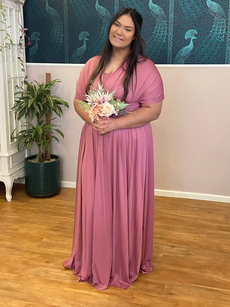 Luxe Custom Dusky Rose Infinity bridesmaid dress