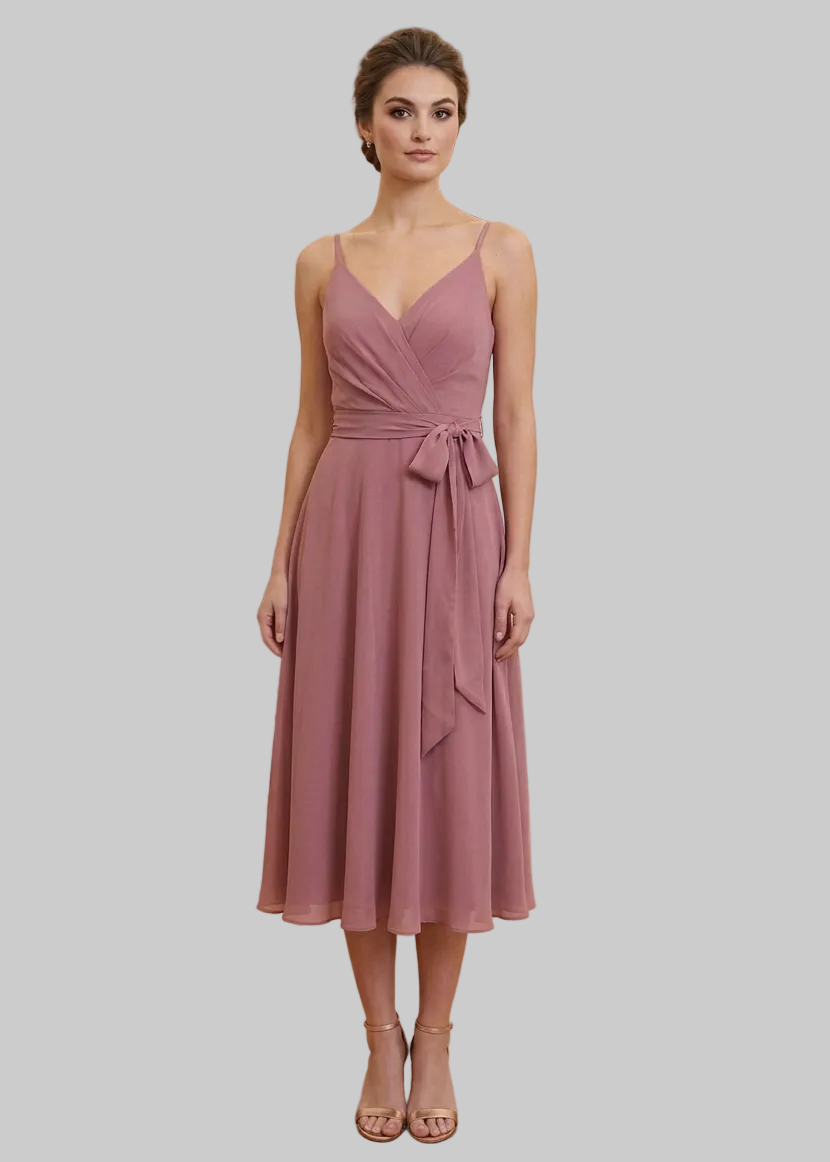 Dusky Rose Chiffon Dress NZ Size 8 | Bay Bridal Express