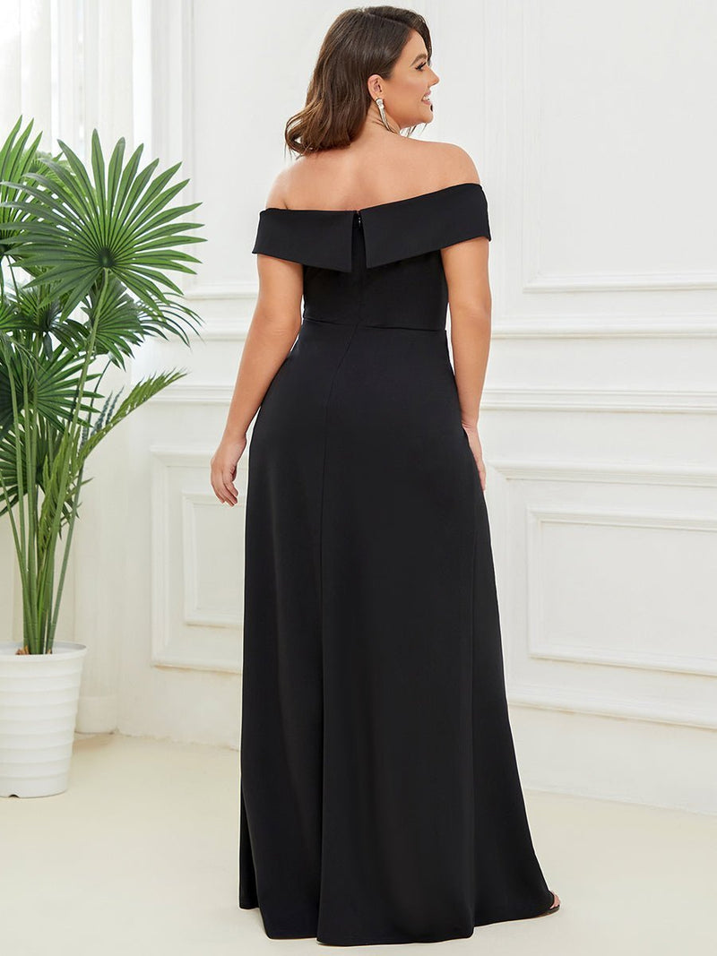 Eileen off shoulder Formal gown or bridesmaid dress in navy Express NZ wide - Bay Bridal and Ball Gowns