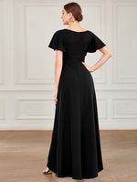 Elara black plus size gown with sleeves Express NZ wide - Bay Bridal and Ball Gowns