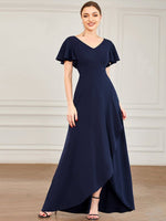 Elara navy plus size gown with sleeves Express NZ wide - Bay Bridal and Ball Gowns