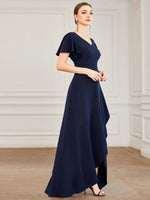 Elara navy plus size gown with sleeves Express NZ wide - Bay Bridal and Ball Gowns
