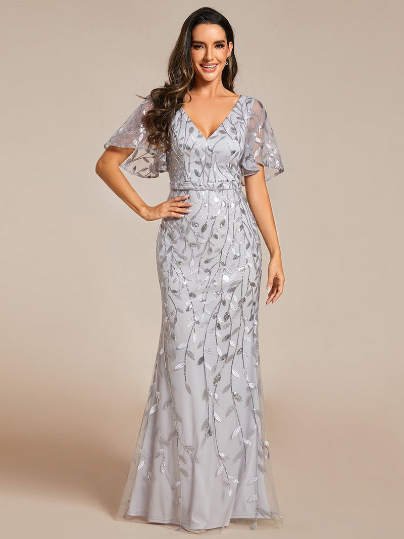 Eliza tulle sleeve black gown with gold leaf patterns Express NZ wide - Bay Bridal and Ball Gowns