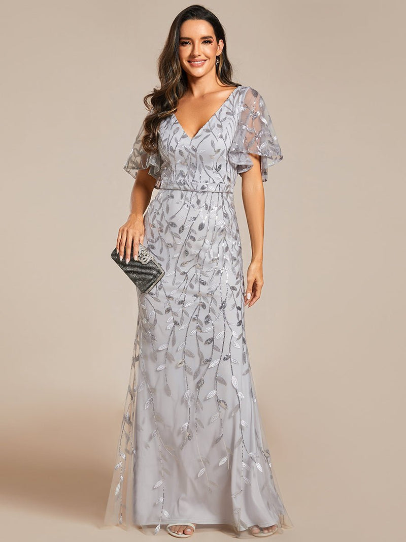 Eliza tulle sleeve black gown with gold leaf patterns Express NZ wide - Bay Bridal and Ball Gowns