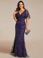 Eliza tulle sleeve black gown with gold leaf patterns Express NZ wide - Bay Bridal and Ball Gowns