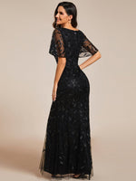 Eliza tulle sleeve evening gown in black s22 - 24 Express NZ wide - Bay Bridal and Ball Gowns