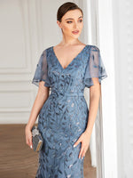 Eliza tulle sleeve mother of bride or bridesmaid dress - Bay Bridal and Ball Gowns