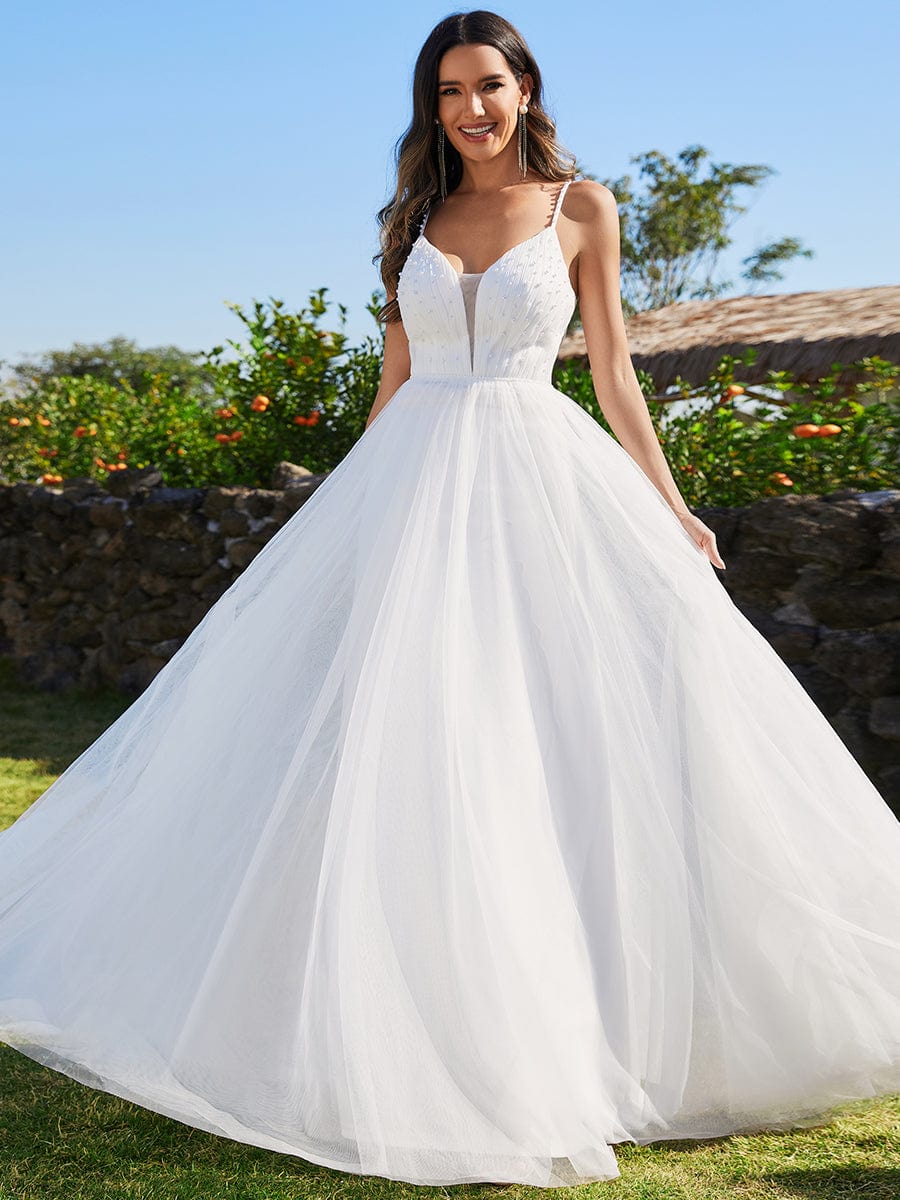 Emily ivory soft tulle beaded wedding gown - Bay Bridal and Ball Gowns