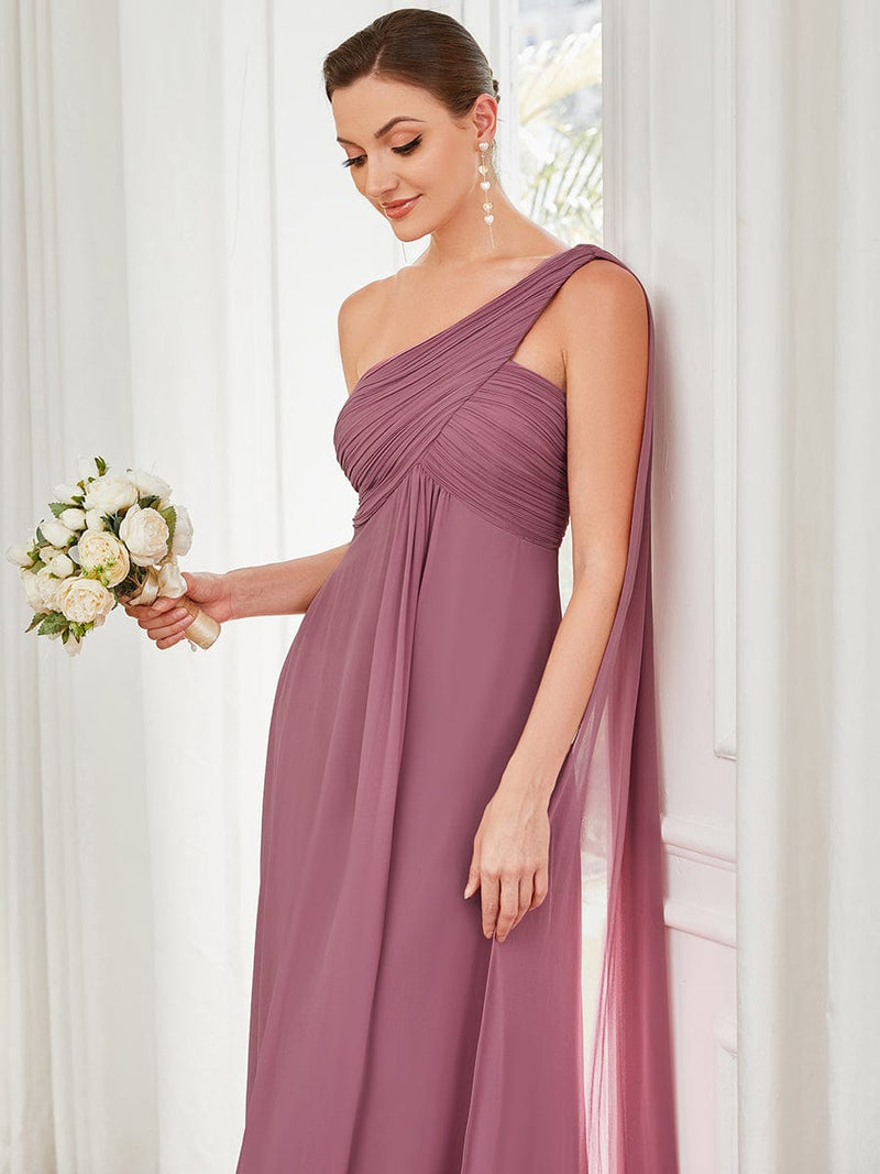 Emmerson dusky rose chiffon one shoulder dress s14 Express NZ Wide - Bay Bridal and Ball Gowns