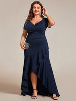 Gemmy plus size appliques evening dress with ruffle hem - Bay Bridal and Ball Gowns