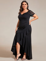 Gemmy plus size appliques evening dress with ruffle hem - Bay Bridal and Ball Gowns