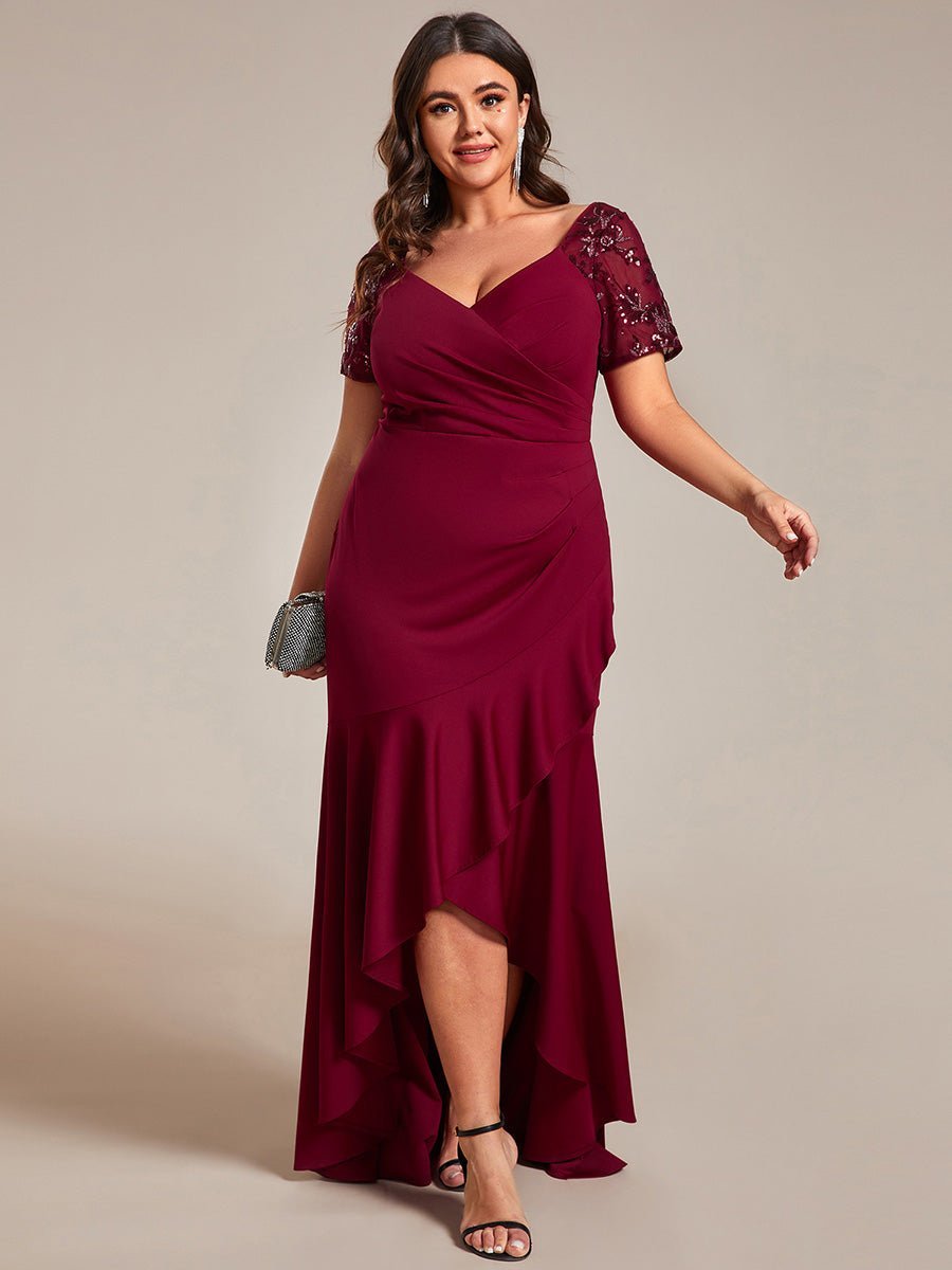 Gemmy plus size appliques evening dress with ruffle s18 - 20 Express NZ wide - Bay Bridal and Ball Gowns