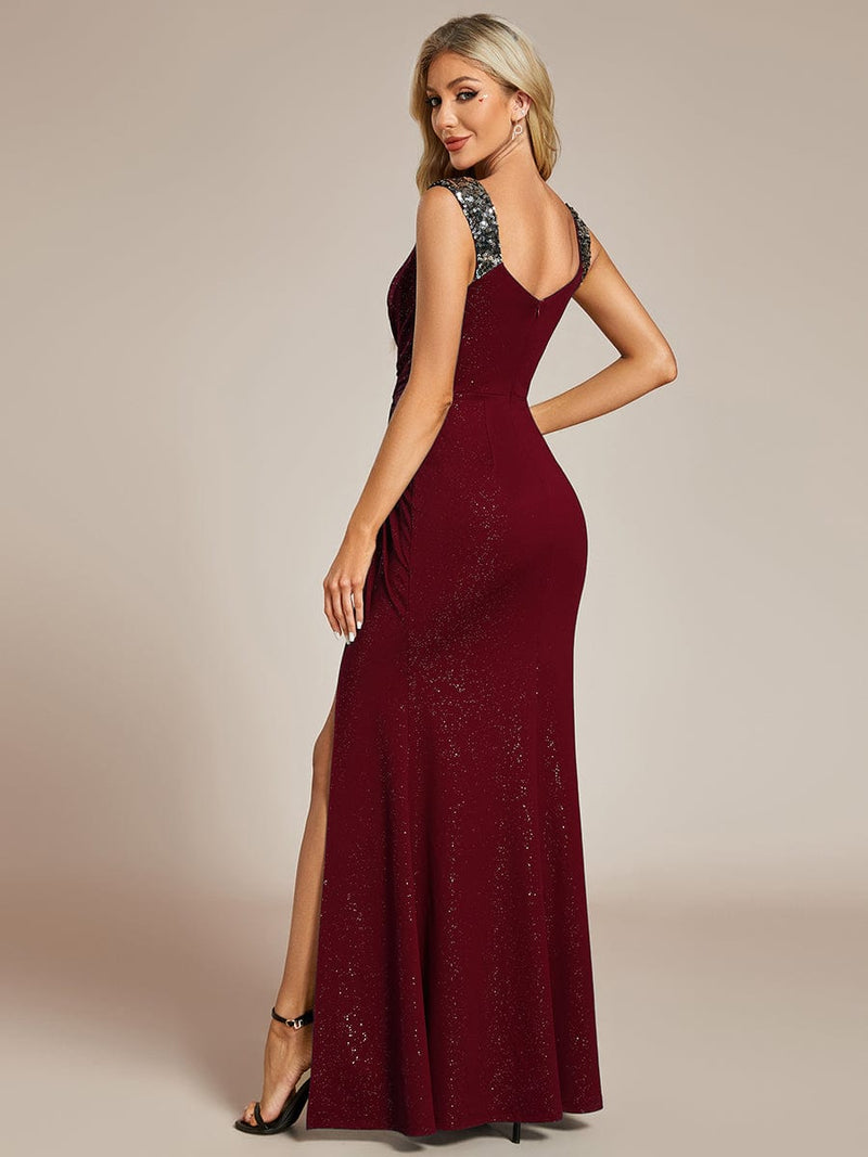 Halo burgundy dress with split and sparkle s12-14 Express NZ wide - Bay Bridal and Ball Gowns