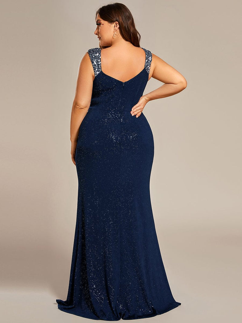 Halo ruched navy evening dress with split and sparkle s16 Express NZ wide - Bay Bridal and Ball Gowns