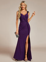 Halo stretch ruched evening ball dress with split and sparkle - Bay Bridal and Ball Gowns