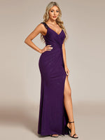 Halo stretch ruched evening ball dress with split and sparkle - Bay Bridal and Ball Gowns