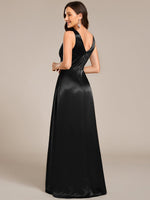 Heidi A line satin black wedding gown with pockets - Bay Bridal and Ball Gowns