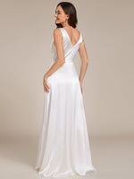 Heidi A line satin Ivory wedding gown with pockets - Bay Bridal and Ball Gowns