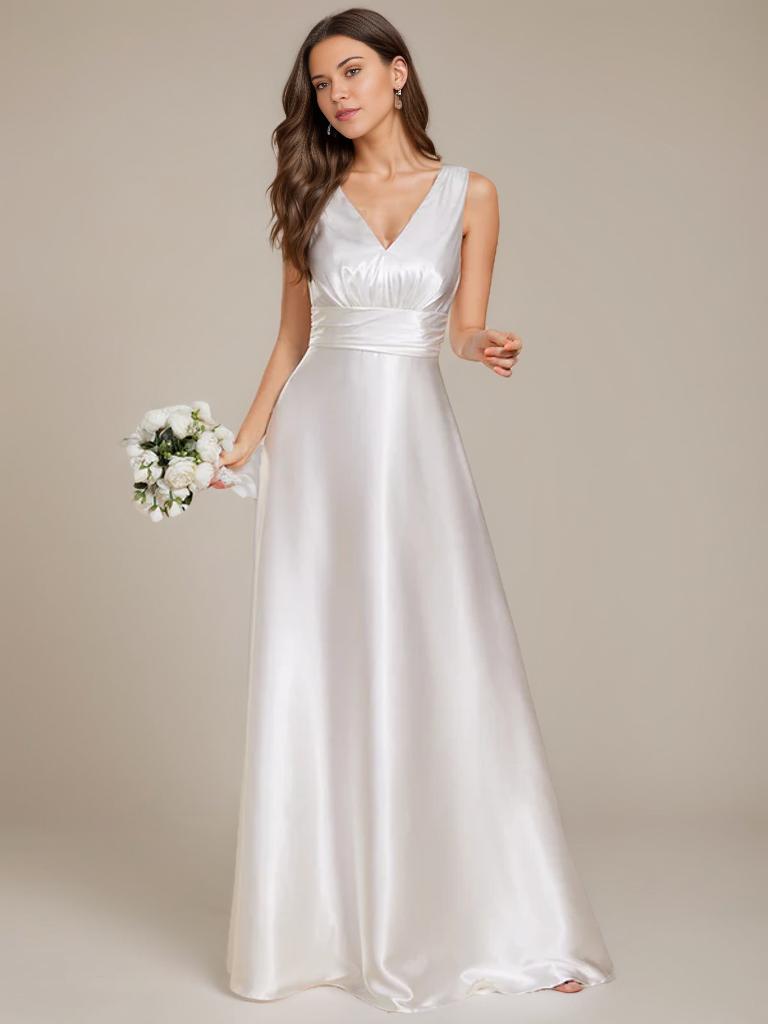 Heidi A line satin Ivory wedding gown with pockets Express NZ wide - Bay Bridal and Ball Gowns